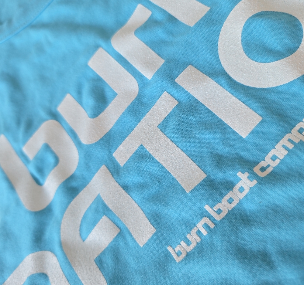 Burn Boot Camp Light Blue Graphic Tank Top